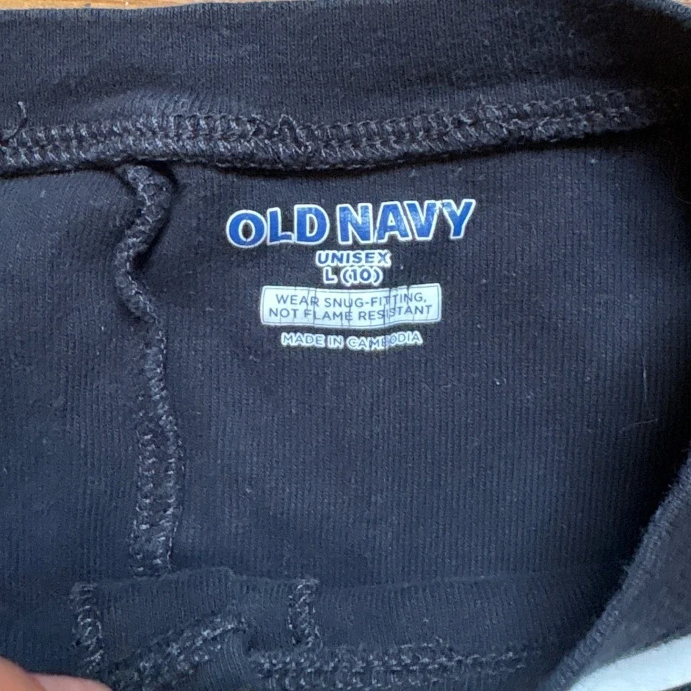 Old Navy Skeleton Pajamas Kids Black One Piece Snug Fit SIZE L 10